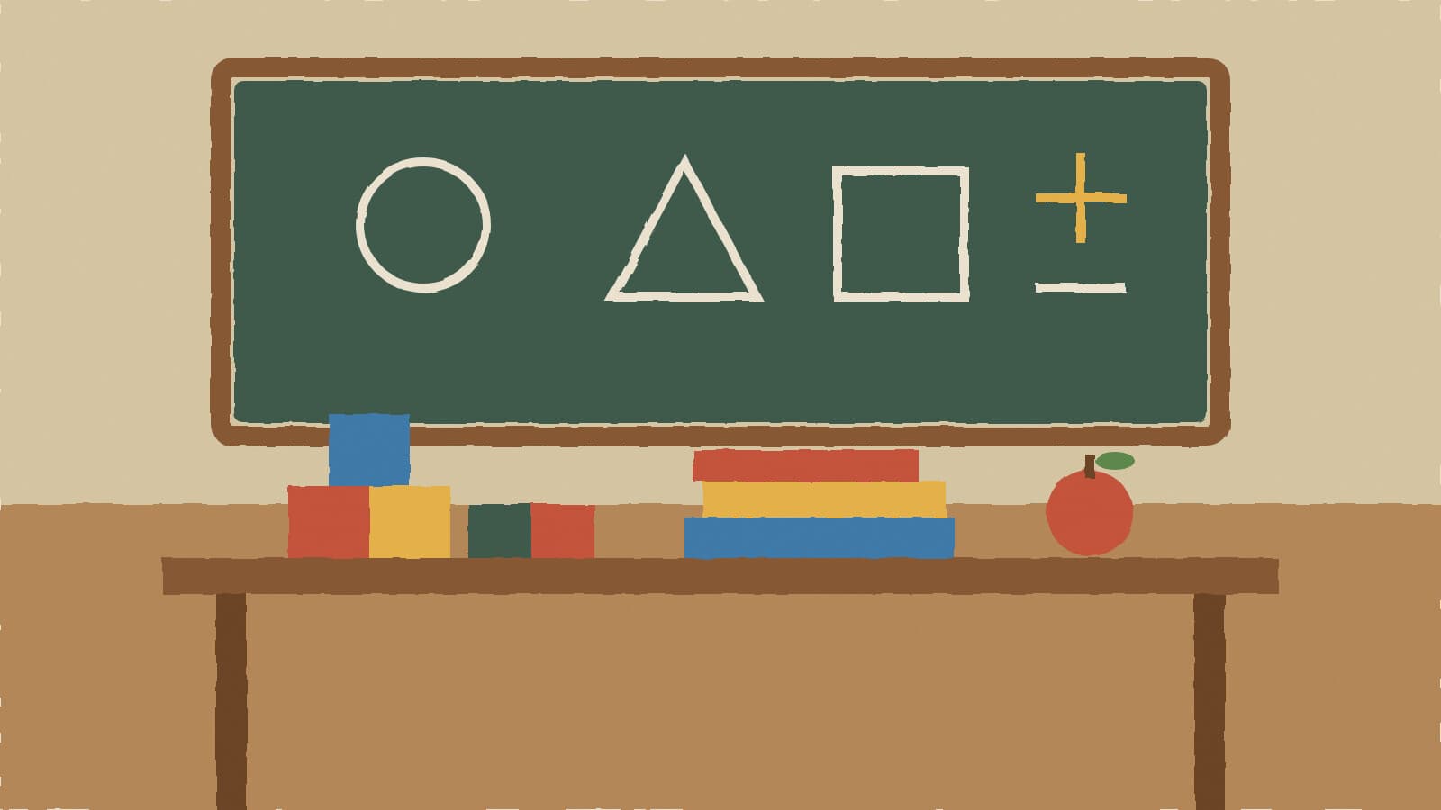 Classroom desk and chalkboard - illustration, Jake Team LLC