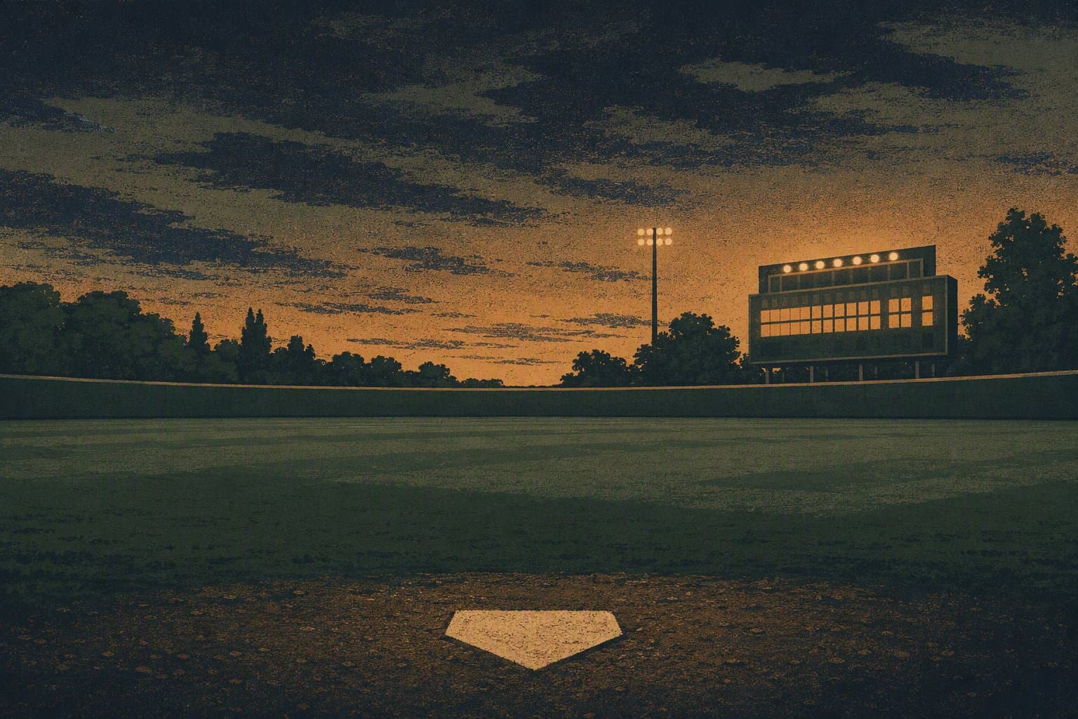 baseball stadium dusk - illustration, Jake Team LLC