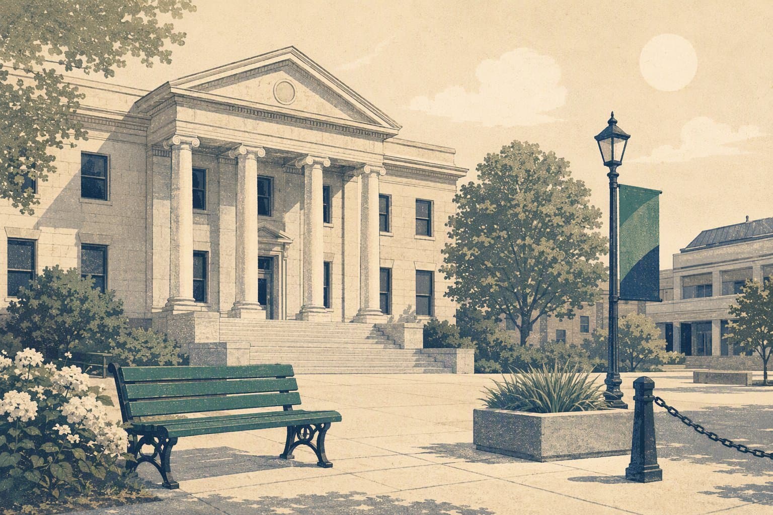 Saratoga courthouse - illustration, Jake Team LLC