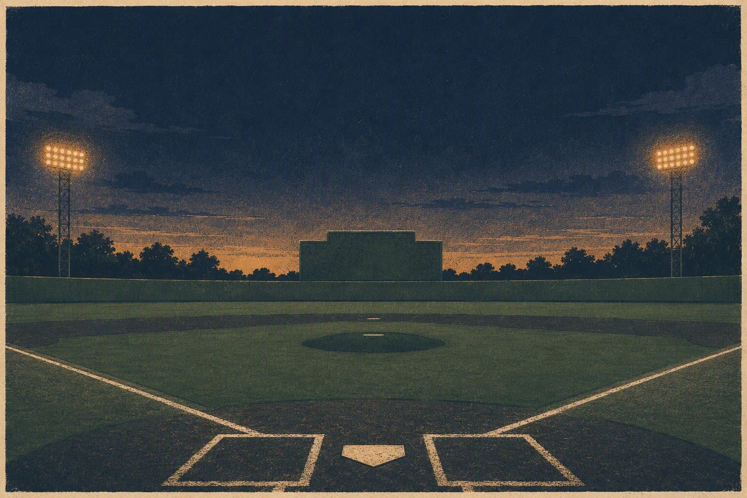 baseball stadium night - illustration, Jake Team LLC