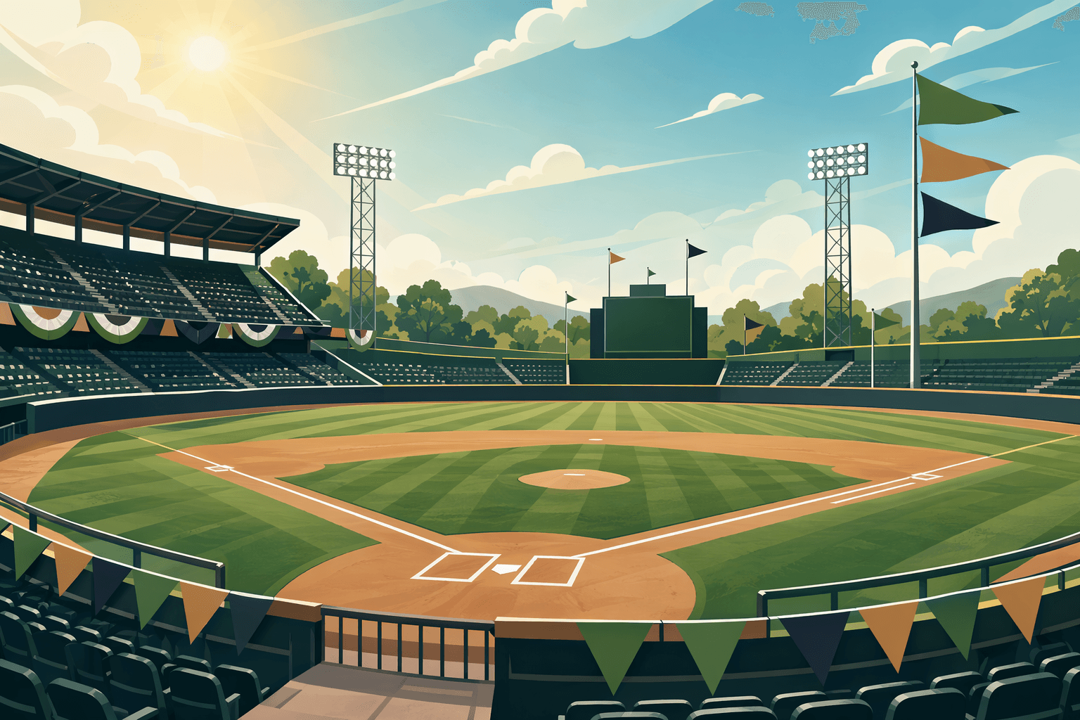 Empty Baseball Stadium - illustration, Jake Team LLC