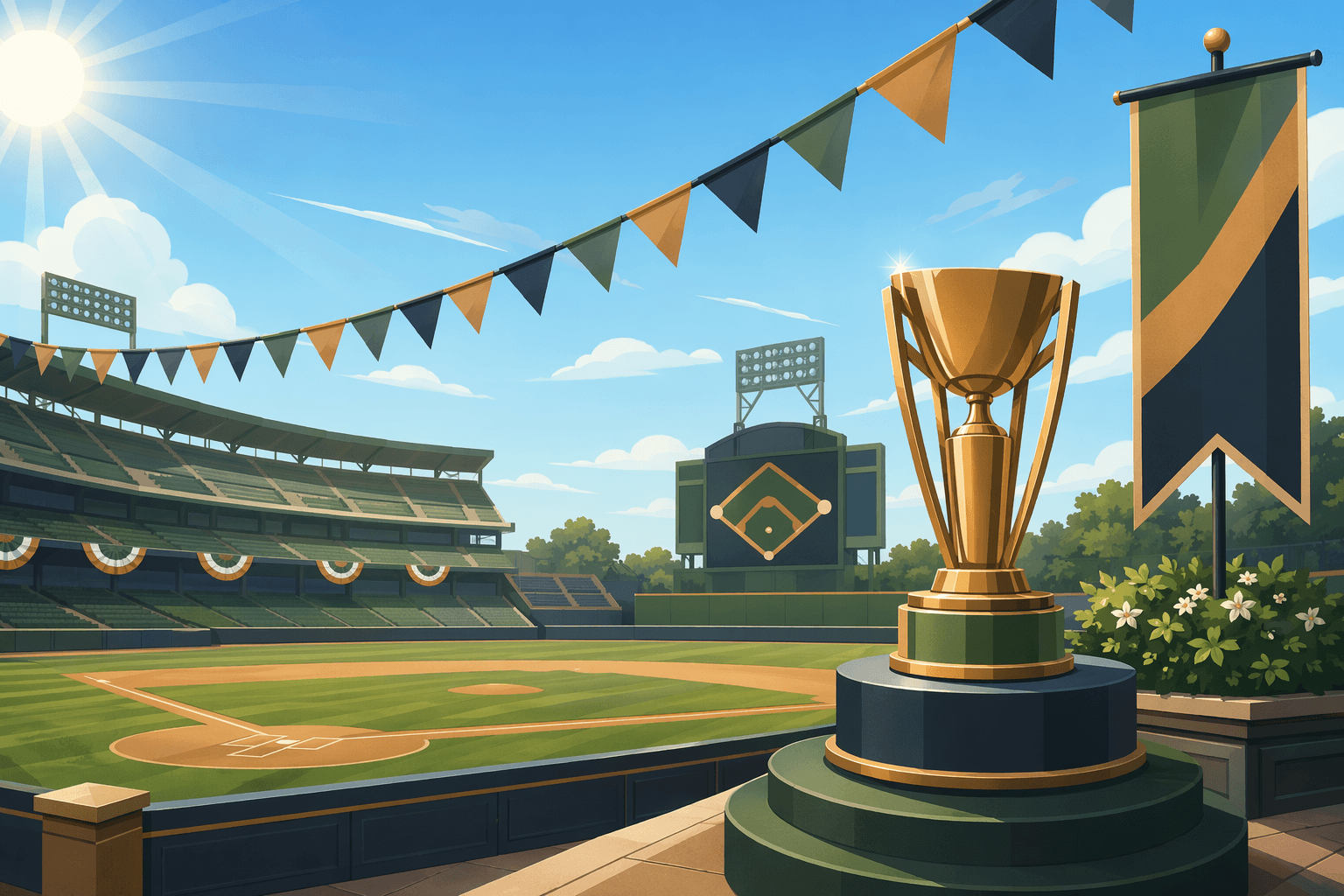 baseball stadium victory - illustration, Jake Team LLC