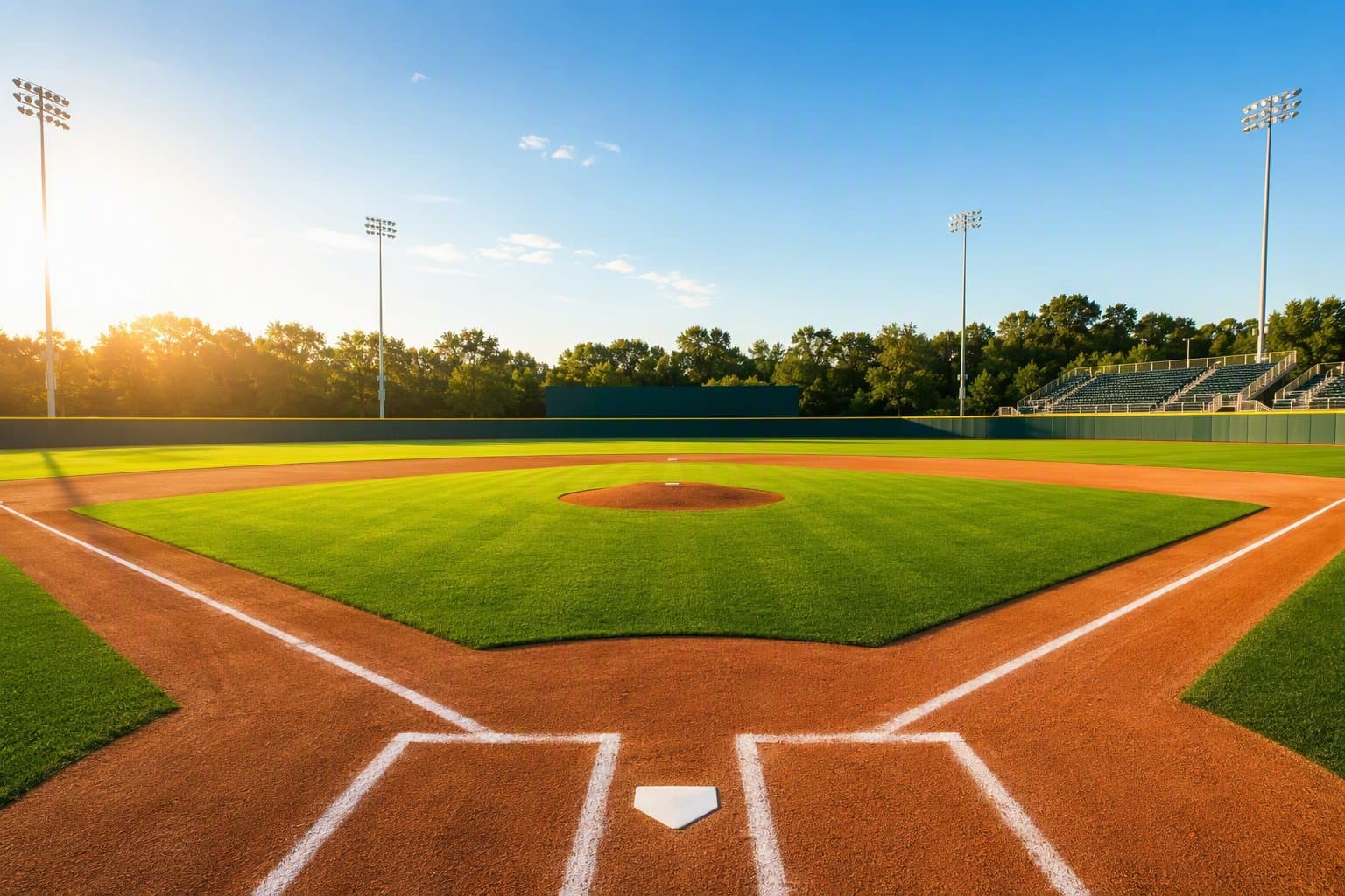 Sunlit Baseball Field - illustration, Jake Team LLC