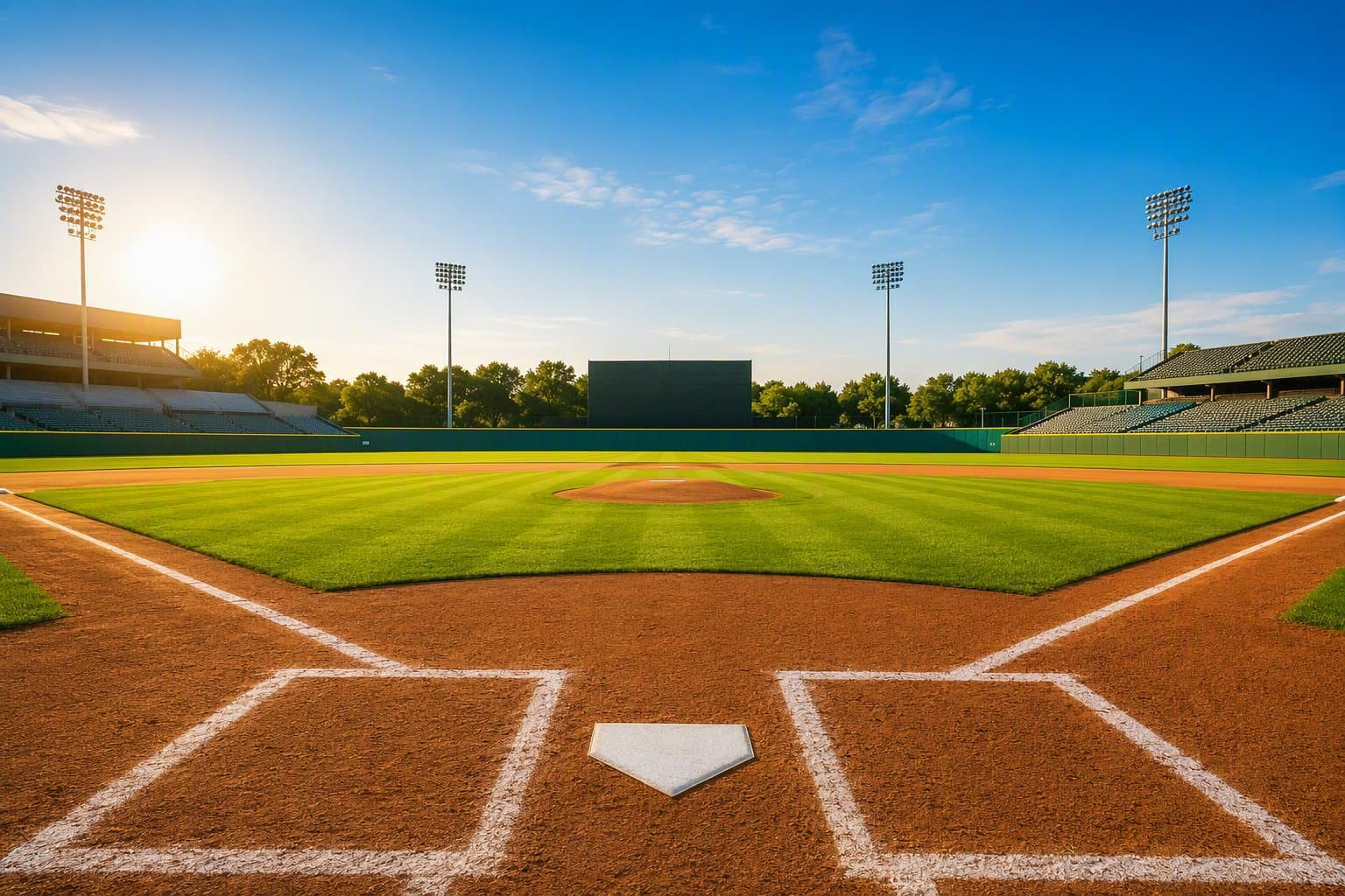 Sunlit Baseball Field - illustration, Jake Team LLC