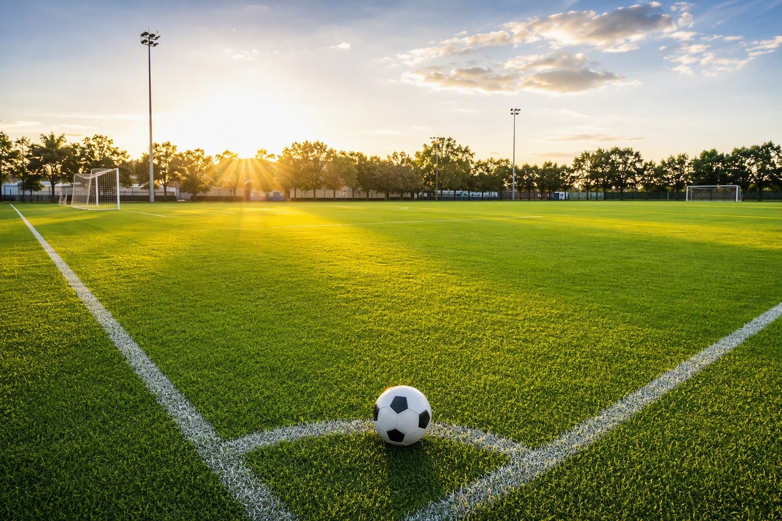 Soccer field at sunset - illustration, Jake Team LLC