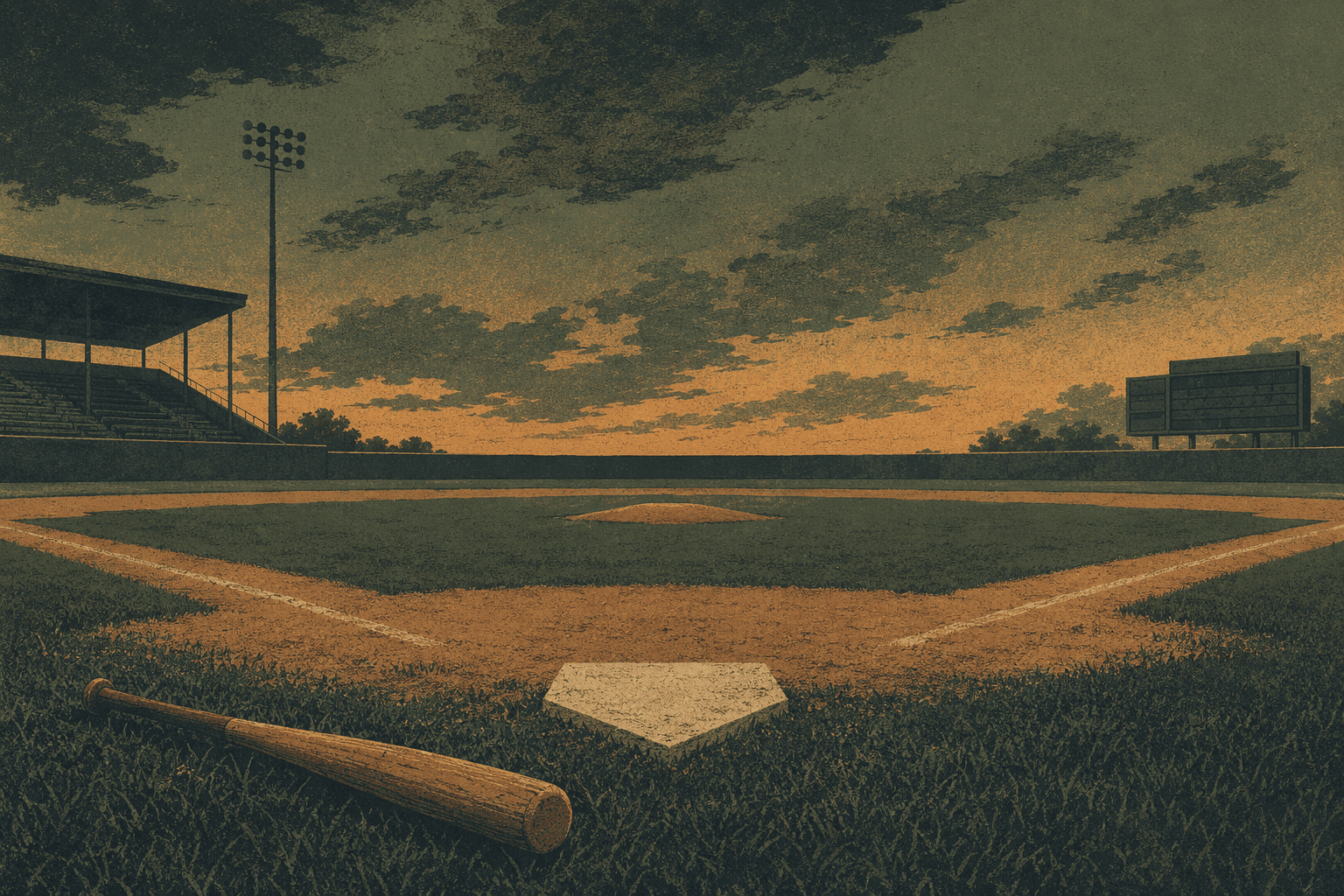 baseball stadium dusk - illustration, Jake Team LLC