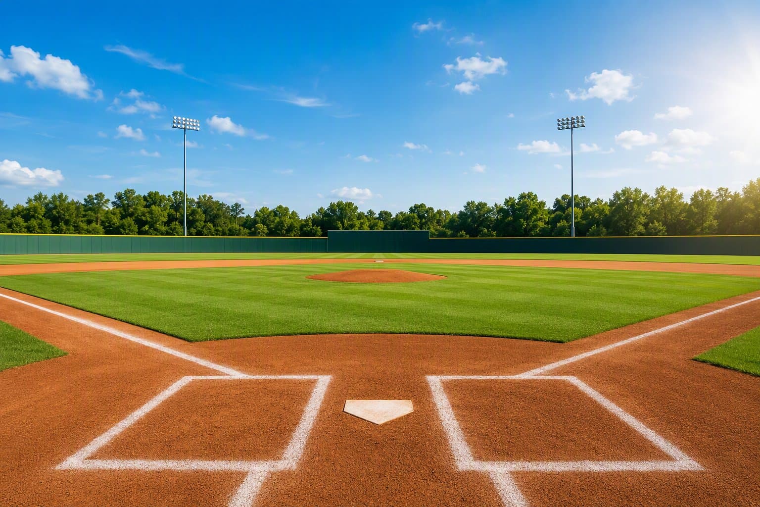 Sunlit Baseball Stadium - illustration, Jake Team LLC
