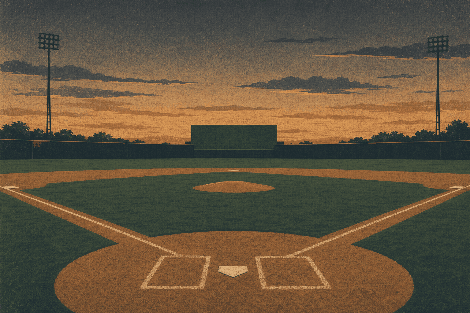 baseball stadium dusk - illustration, Jake Team LLC