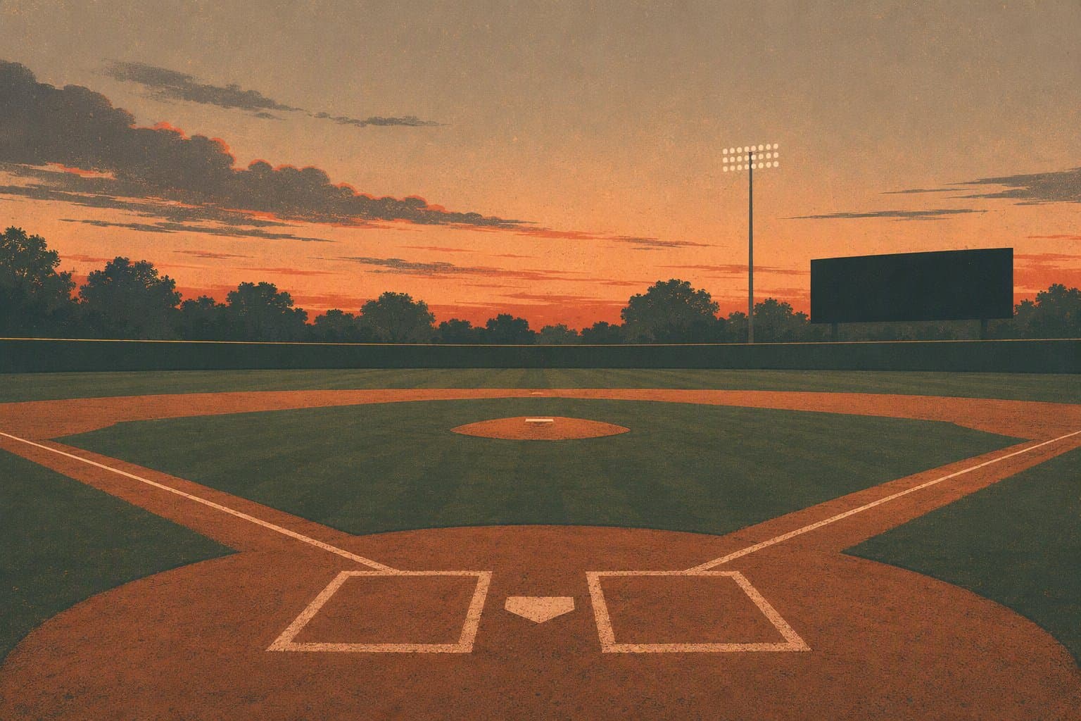 Sacramento ballpark dusk - illustration, Jake Team LLC