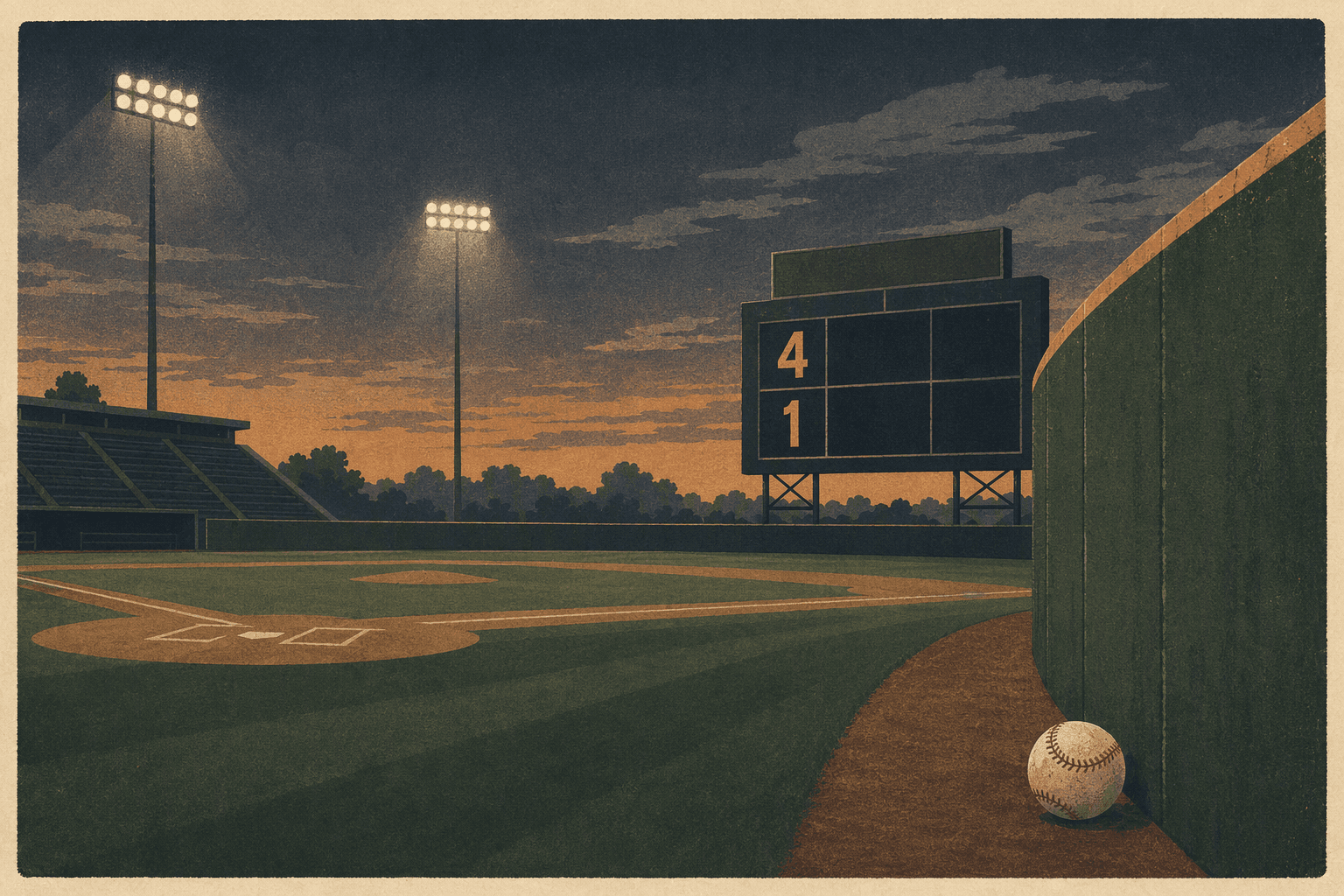 Quiet Ballpark Loss - illustration, Jake Team LLC