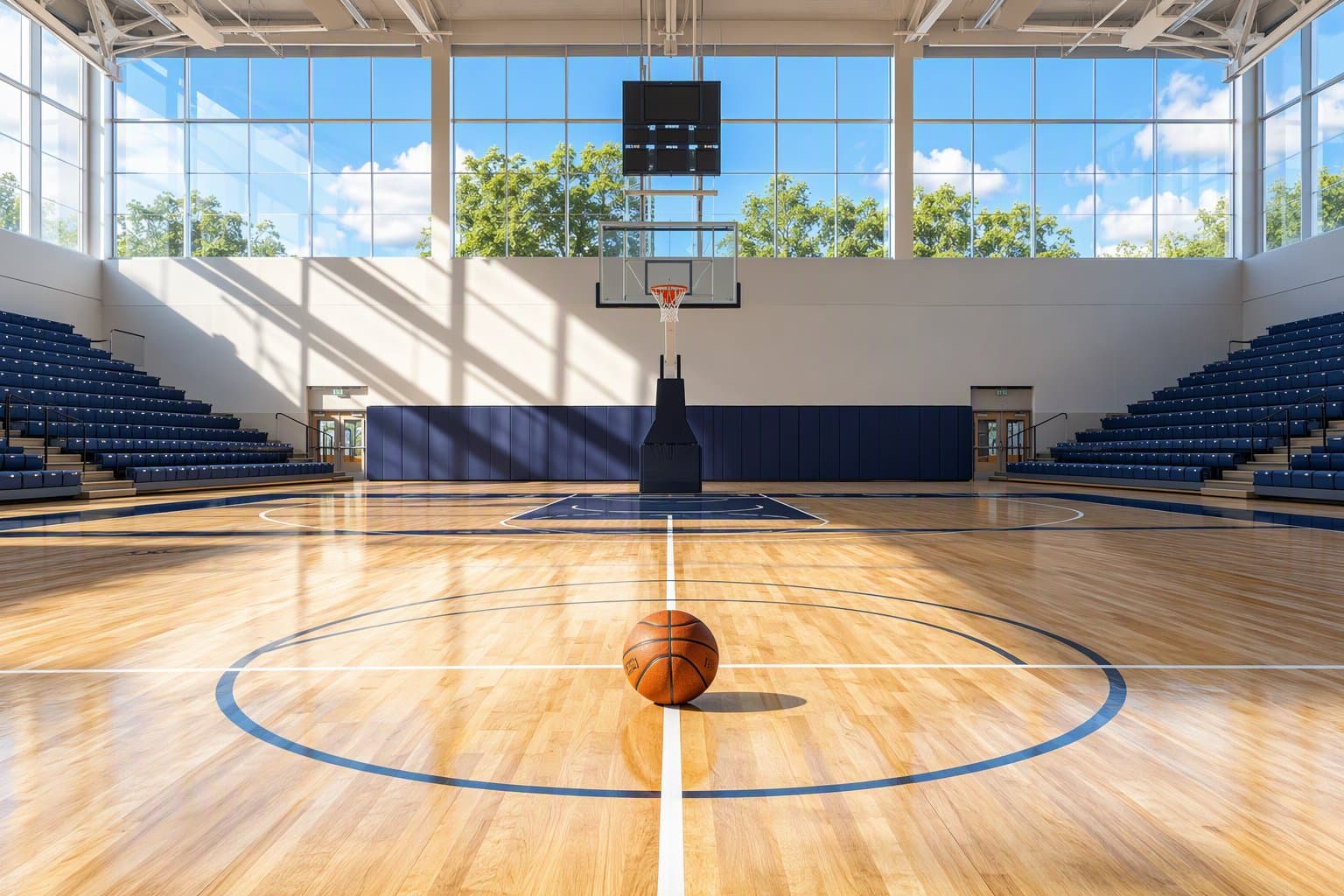 Sunlit basketball court - illustration, Jake Team LLC