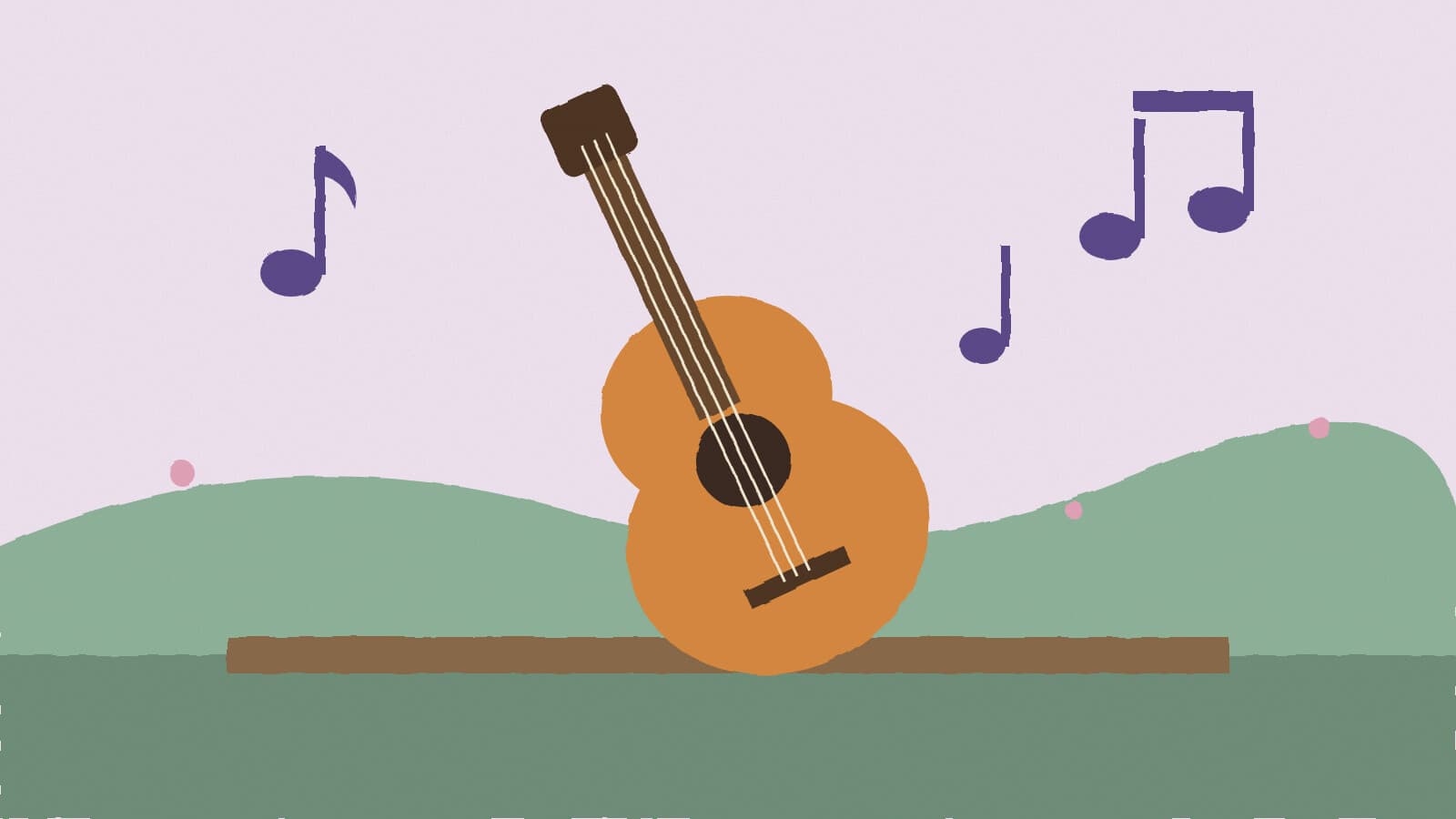 Guitar and music notes - illustration, Jake Team LLC