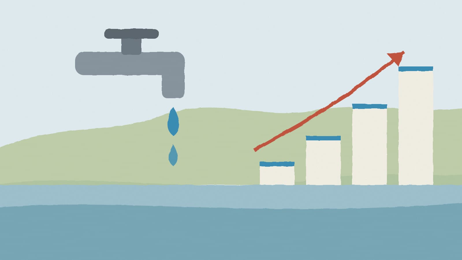Water faucet and rising bills - illustration, Jake Team LLC