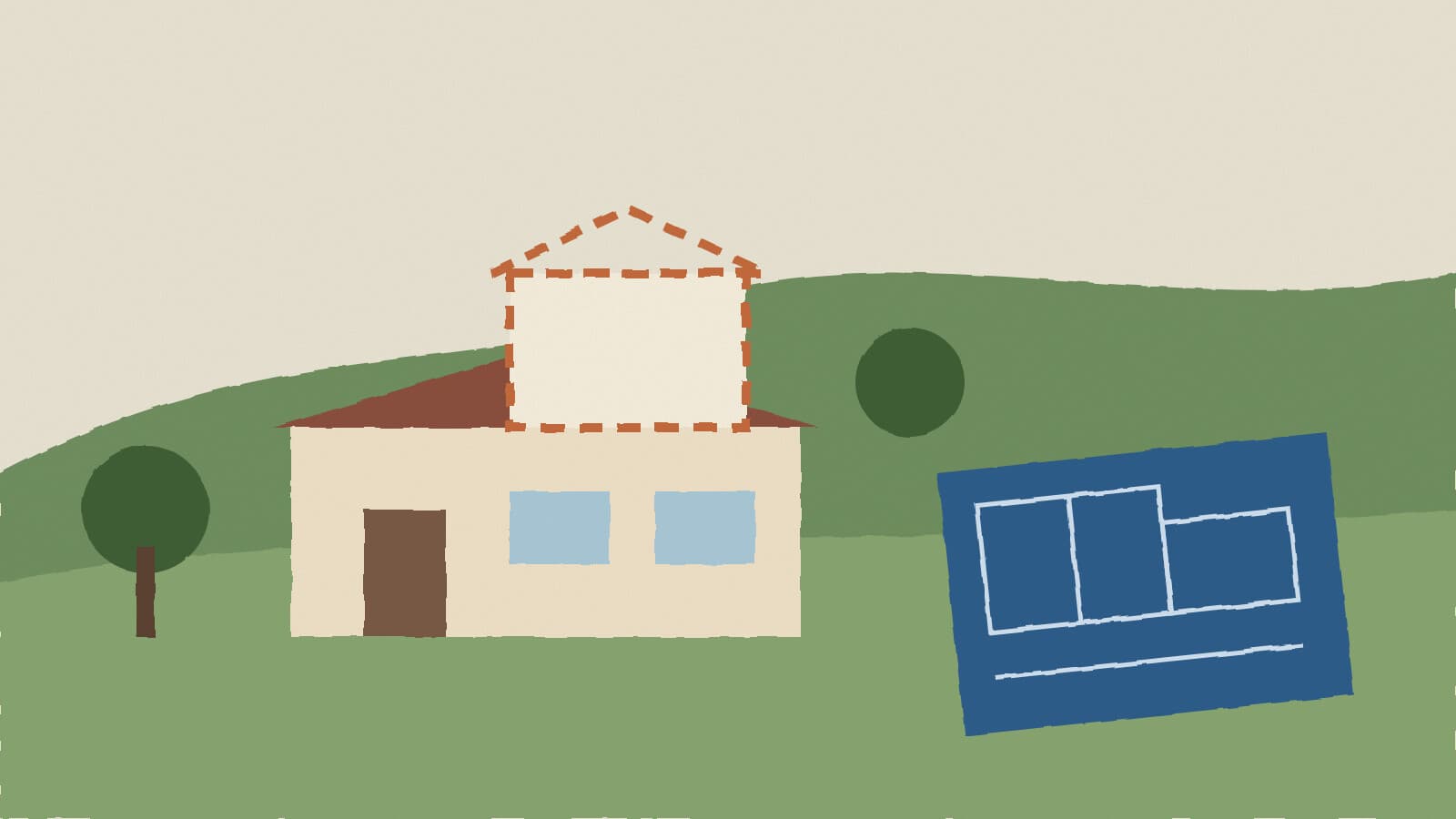 Home with planned addition - illustration, Jake Team LLC