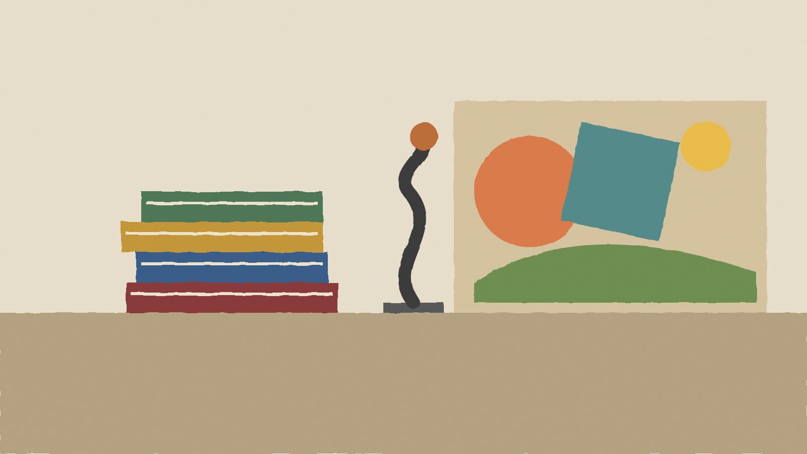 Library books and sculpture - illustration, Jake Team LLC