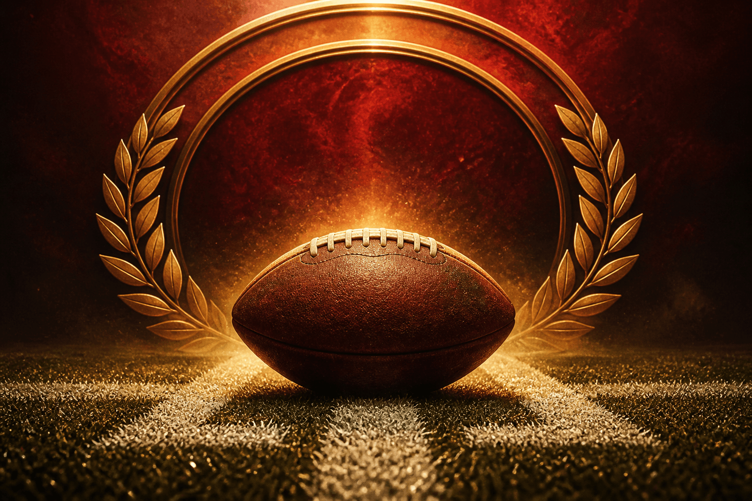 Award-style football backfield emblem, no athletes