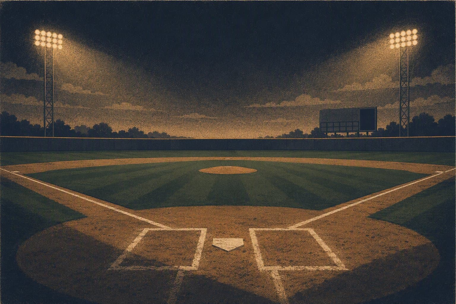 evening baseball field - illustration, Jake Team LLC