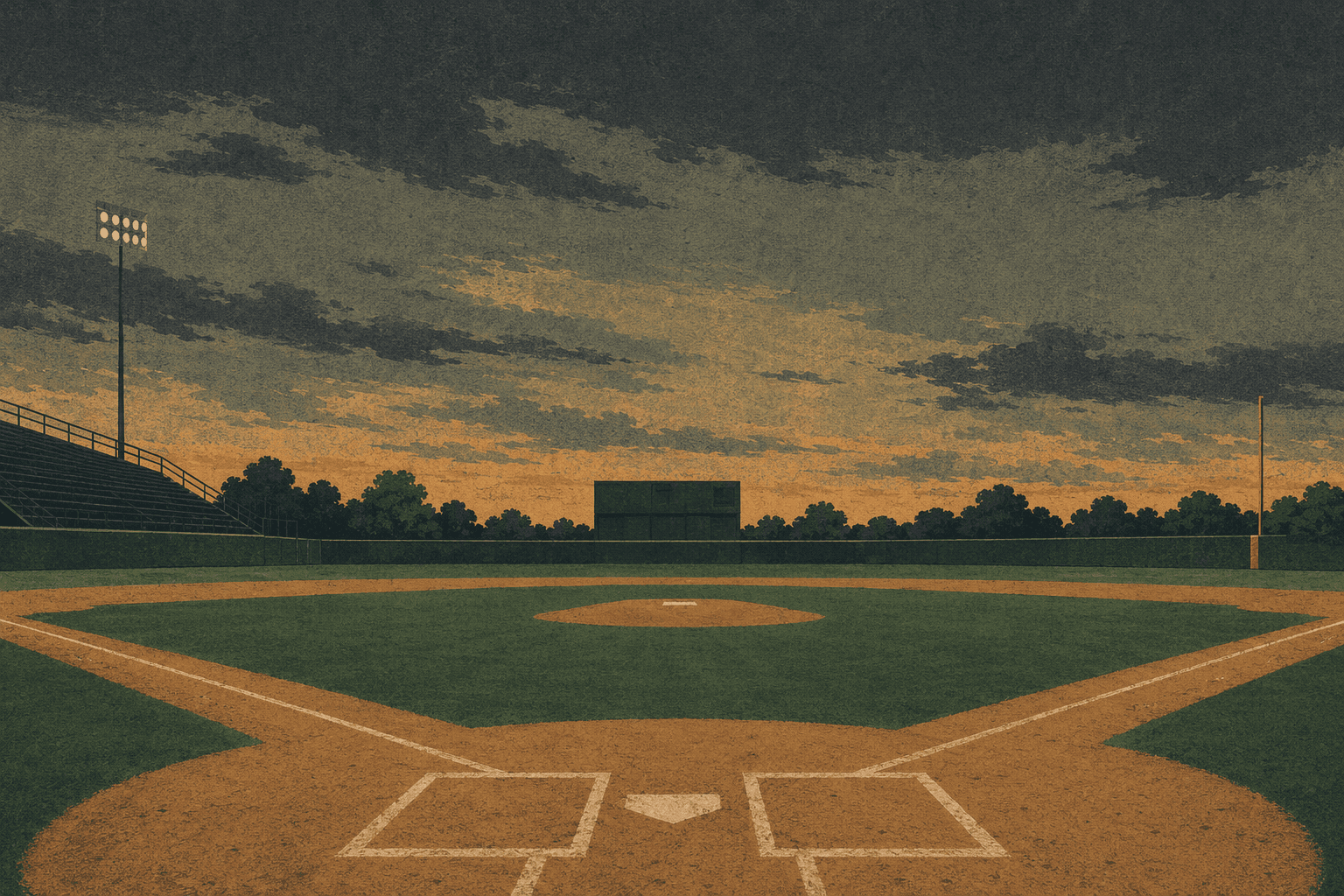 baseball stadium dusk - illustration, Jake Team LLC
