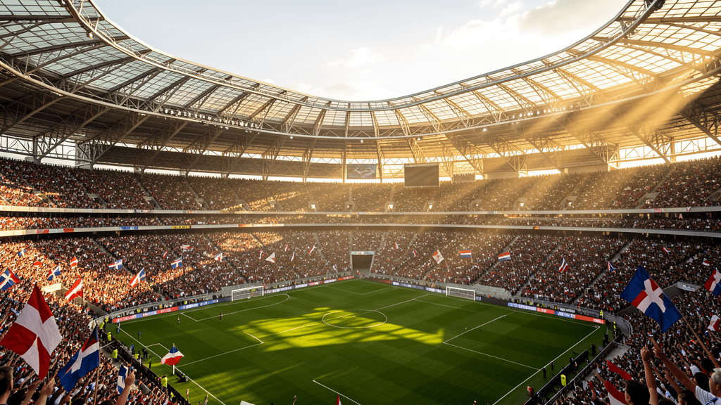World Cup stadium with fans - illustration, Jake Team LLC