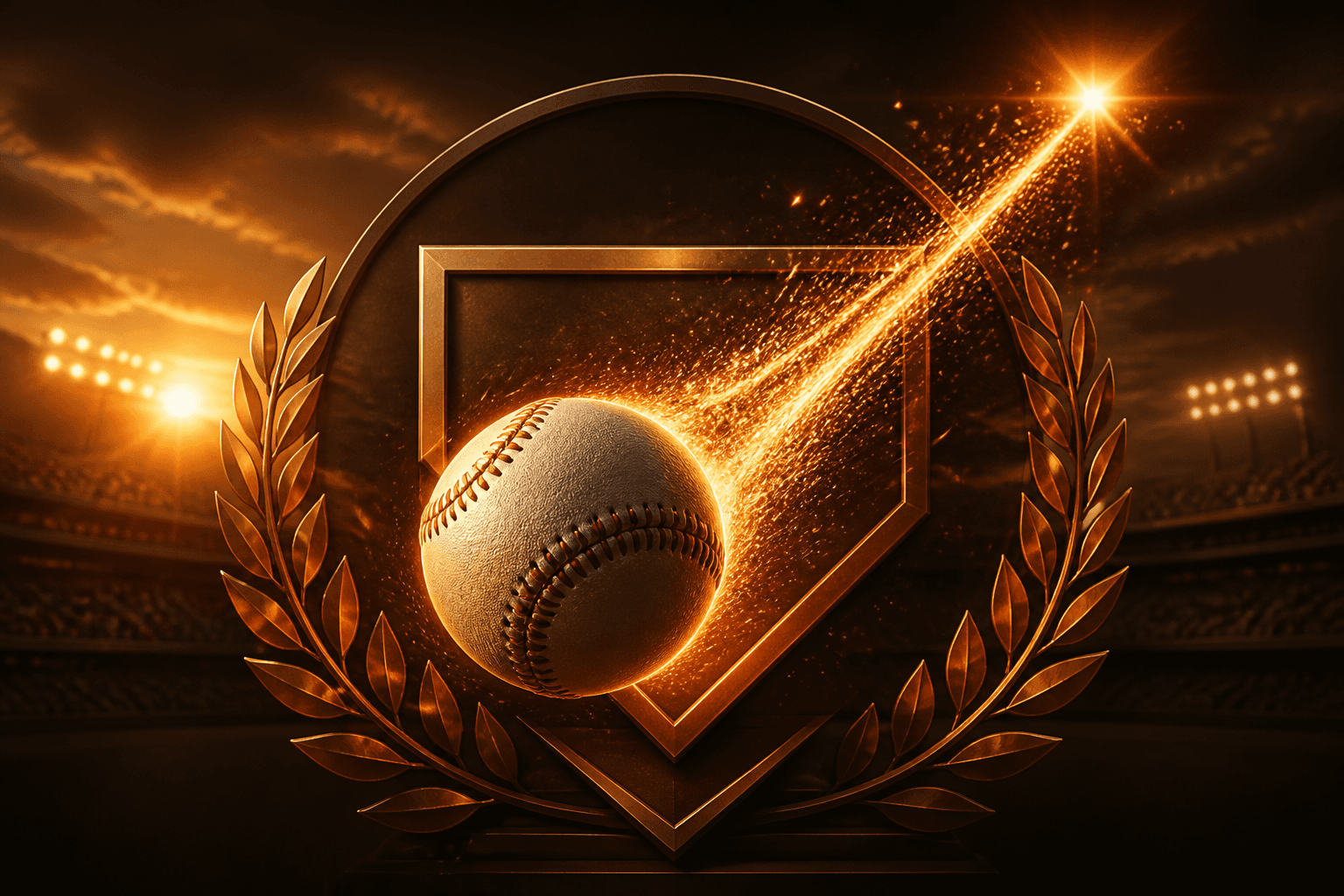 Award-style baseball catcher emblem illustration, no athletes