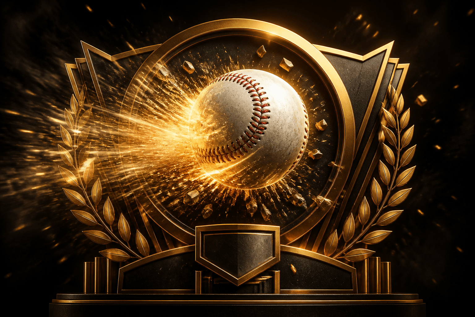 Award-style baseball emblem illustration, no athletes