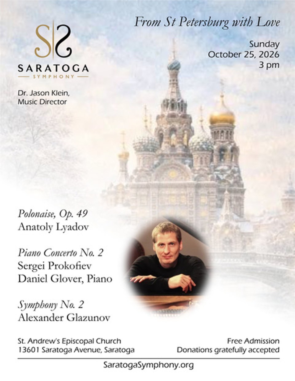 Concert poster, "From St Petersburg with Love." Courtesy of Saratoga Symphony